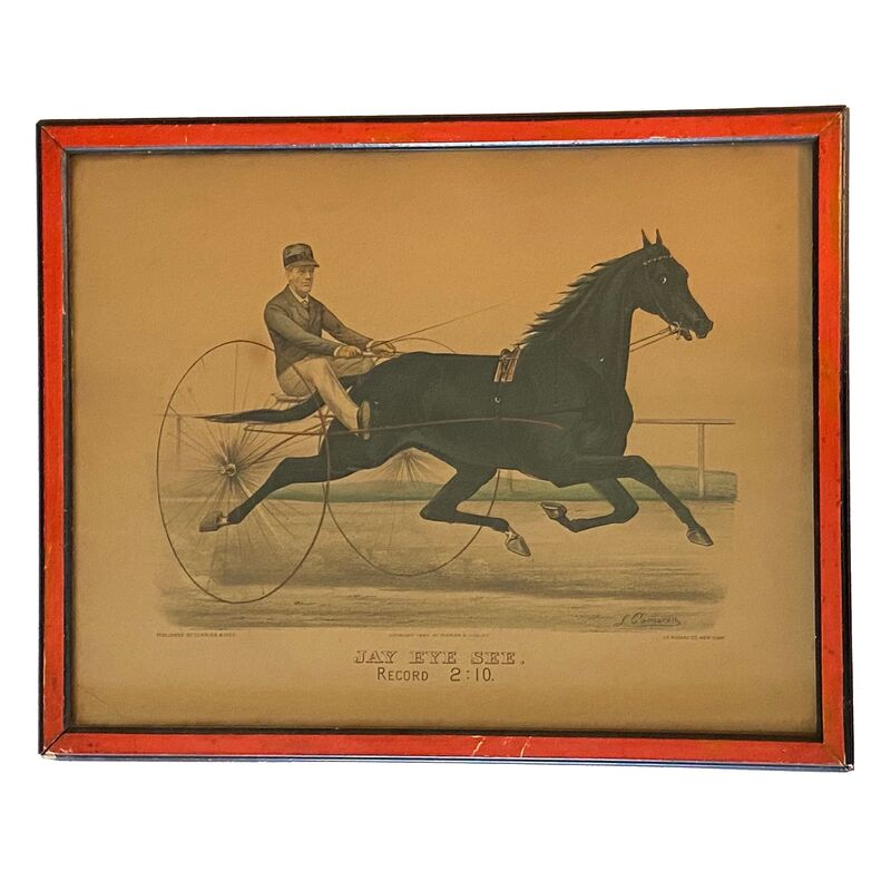 Framed Antique Horse Racing Lithograph