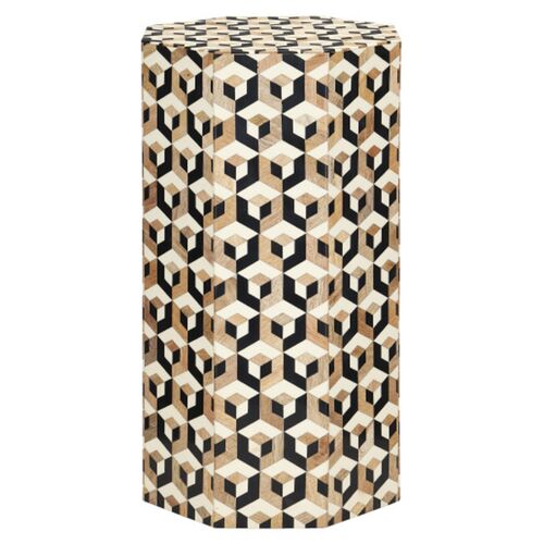 Geo Mango Wood/Bone Accent Table, Multicolor