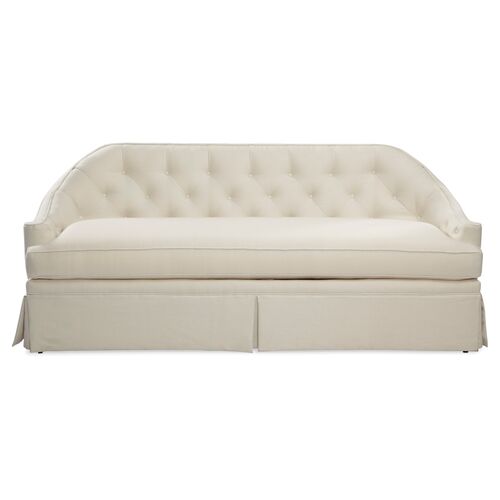 Charlotte 80" Skirted Sofa, White Linen~P77321670