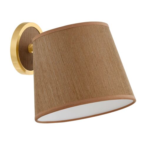 Zindra Wall Sconce, Aged Brass/Natural Grasscloth Zindra Wall Sconce, Aged Brass/Natural Grasscloth