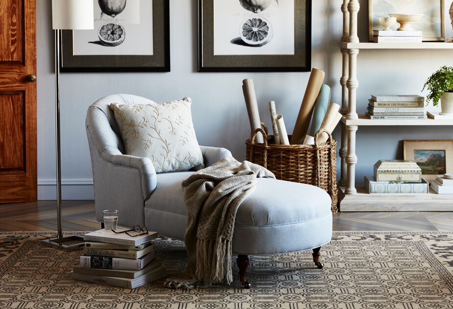 The Marlowe Chaise shows how easy it can be to add curves to a room.  
