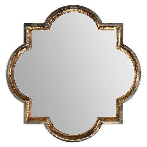 Quatrefoil Wall Mirror, Gold Leaf~P76737373