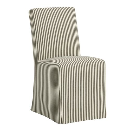 Lindy Slipcover Dining Chair, Jane Stripe