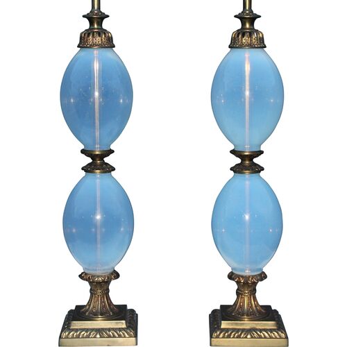 '40s Italian Opalescent Ovoid Lamps, S/2~P77508479