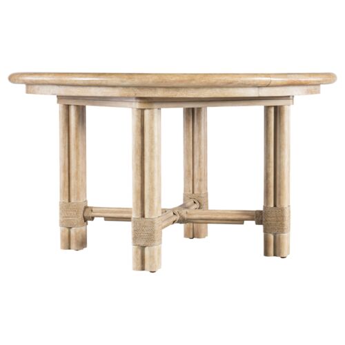 Retreat Pole Rattan Round Extension Dining Table, Dune