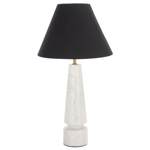 Caelista Marble Table Lamp, White/Brown