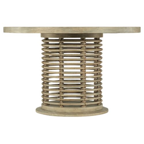 Surfrider Rattan Round Dining Table, Driftwood