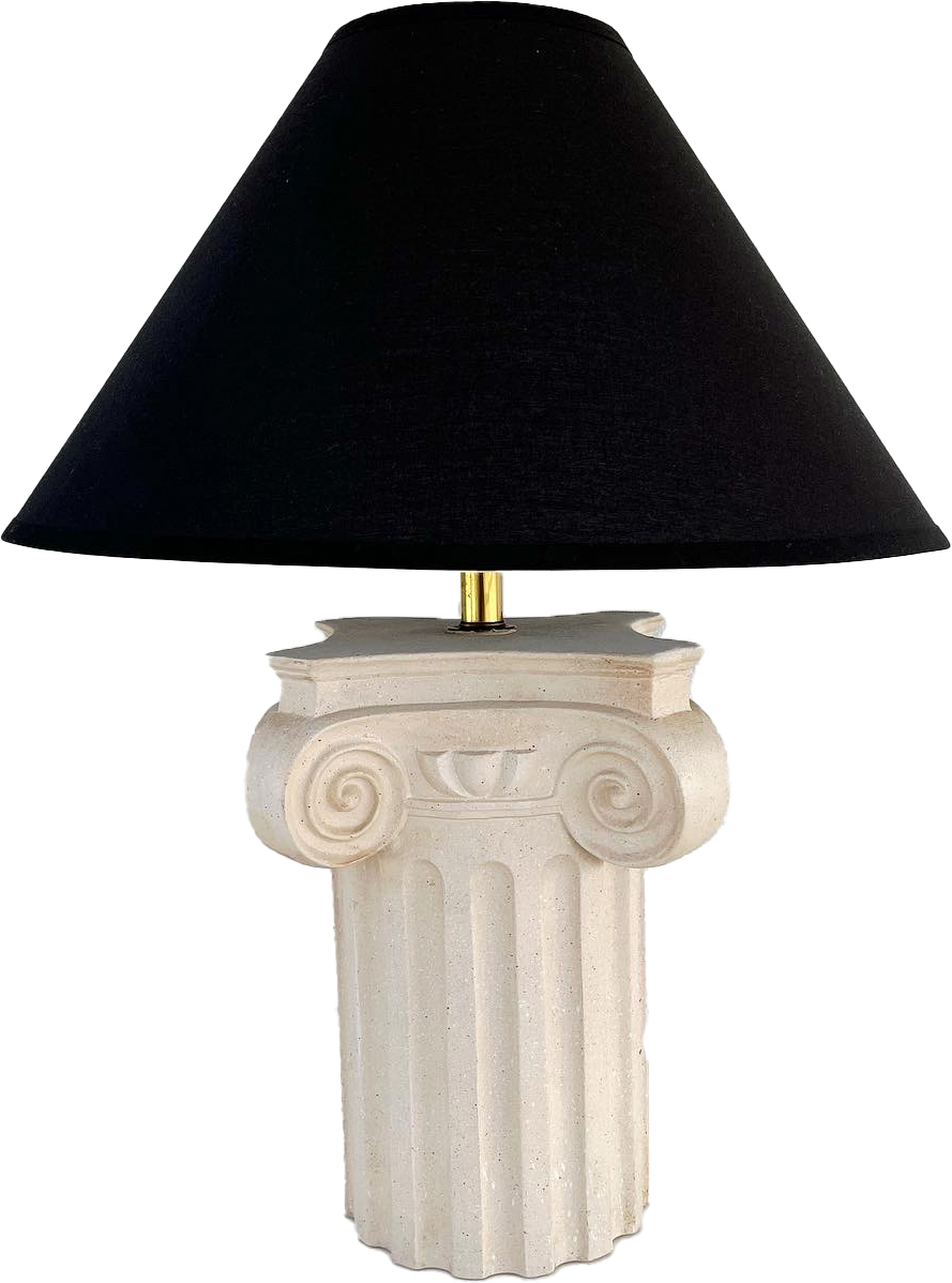 1970s Plaster Column Lamp w/Shade~P77665046
