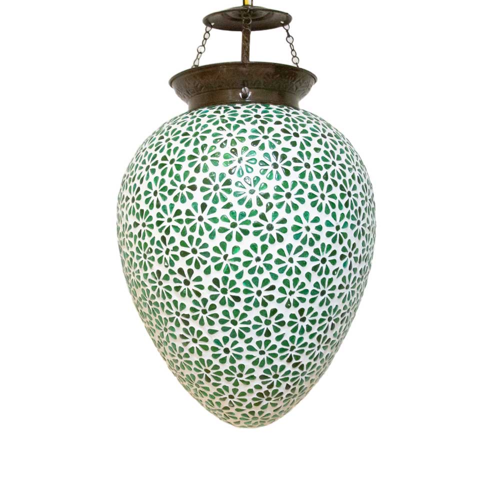 Sea Green Flower Mosaic Lamp~P77689450