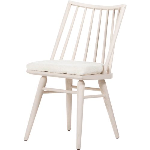 Brody Windsor Dining Chair, Ivory/Sheepskin~P77642206