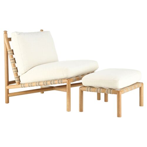 Flannery Chair and Footstool, Ivory~P77651014