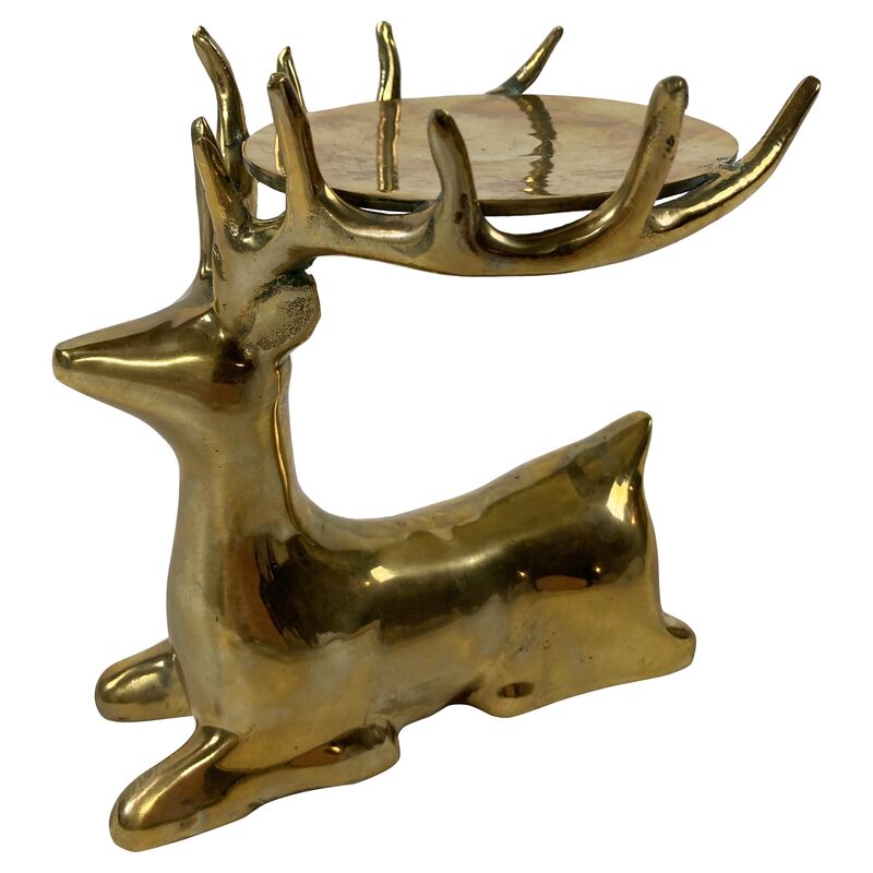 Brass Deer Pillar Candleholder