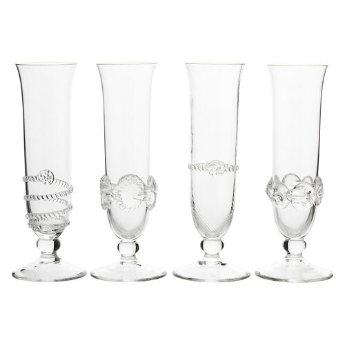 Asst. of 4 Heritage Champagne Flutes, Clear~P77389642