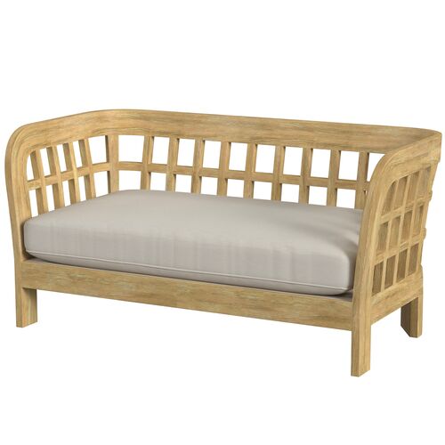 Shelly Teak Outdoor Loveseat, Natural