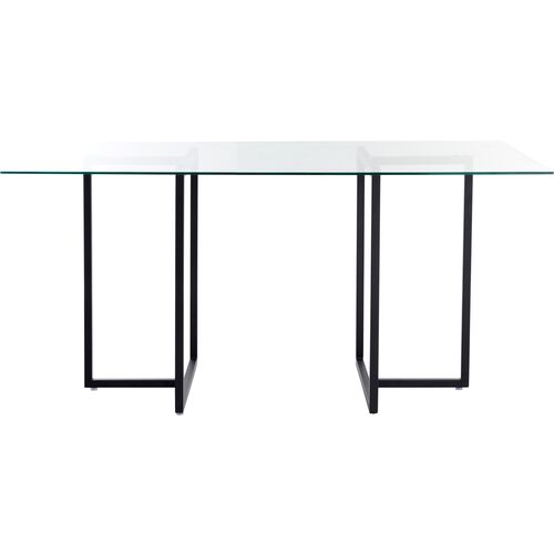 Mila Glass Rectangular Dining Table, Black~P77647649