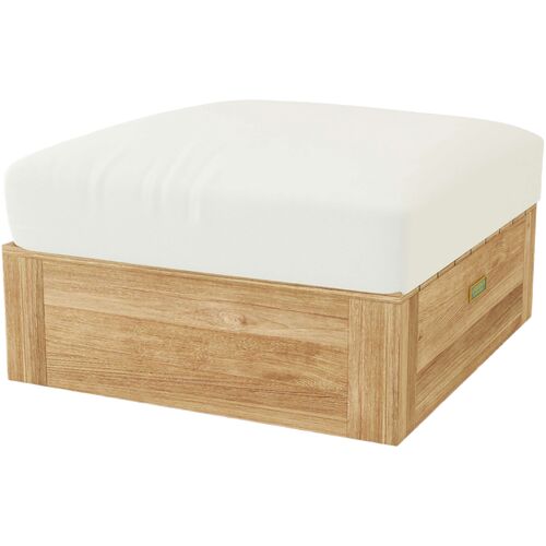 Zavira Outdoor Teak Ottoman, Sunbrella