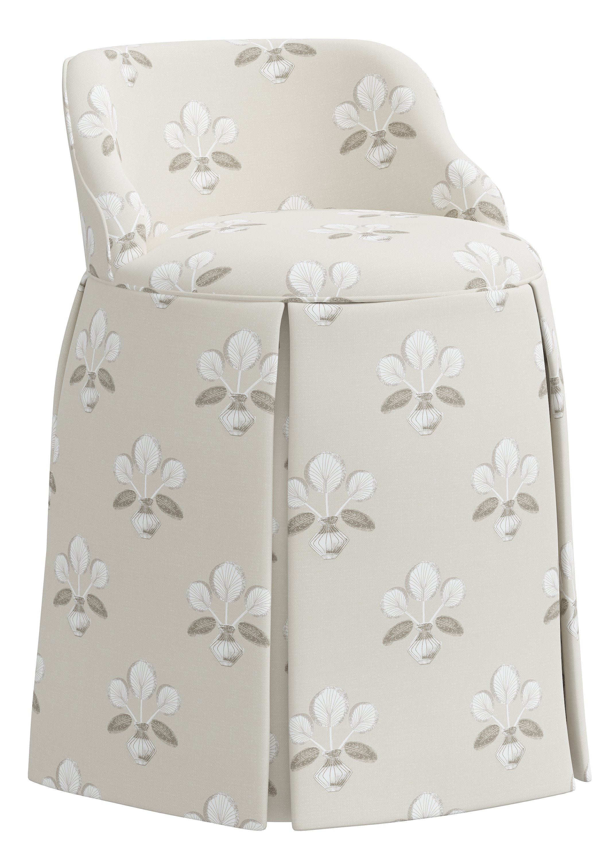 Addie Vanity Stool, Block Vase Floral