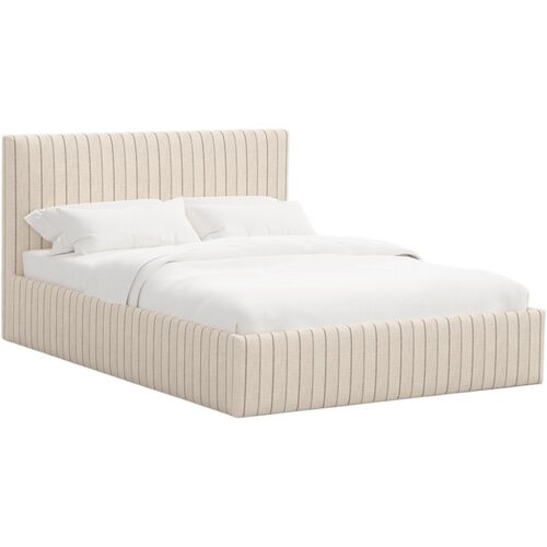 Solaro Square Low Platform Bed, Pinstripe Solaro Square Low Platform Bed, Pinstripe