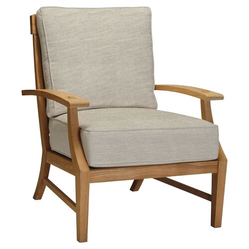 Croquet Outdoor Teak Lounge Chair, Dove Grey Sunbrella~P77450529