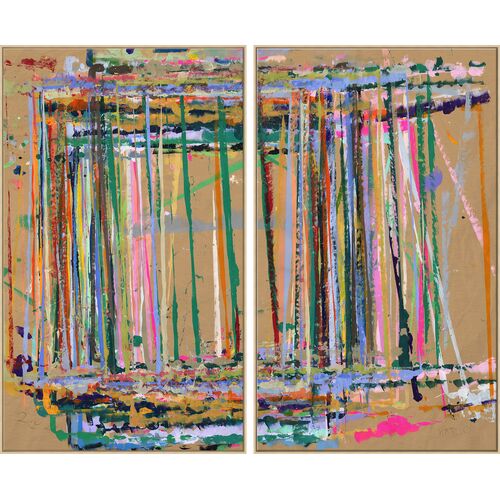 Beginnings Diptych Framed Canvas Painting