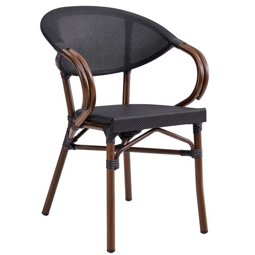 S/2 Porter Outdoor Armchairs, Black/Brown~P77629309