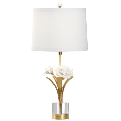Rose Iron/Pocelain Table Lamp, Gold