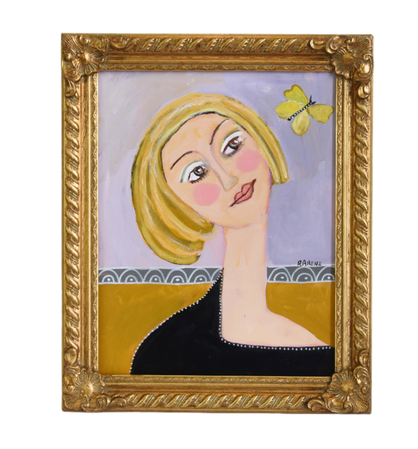 Chic Woman & Butterfly Portrait Painting~P77692763