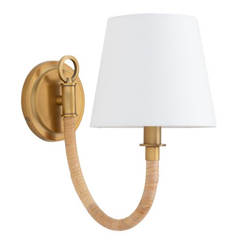 Treble Bamboo-Wrapped Single Wall Sconce, Natural