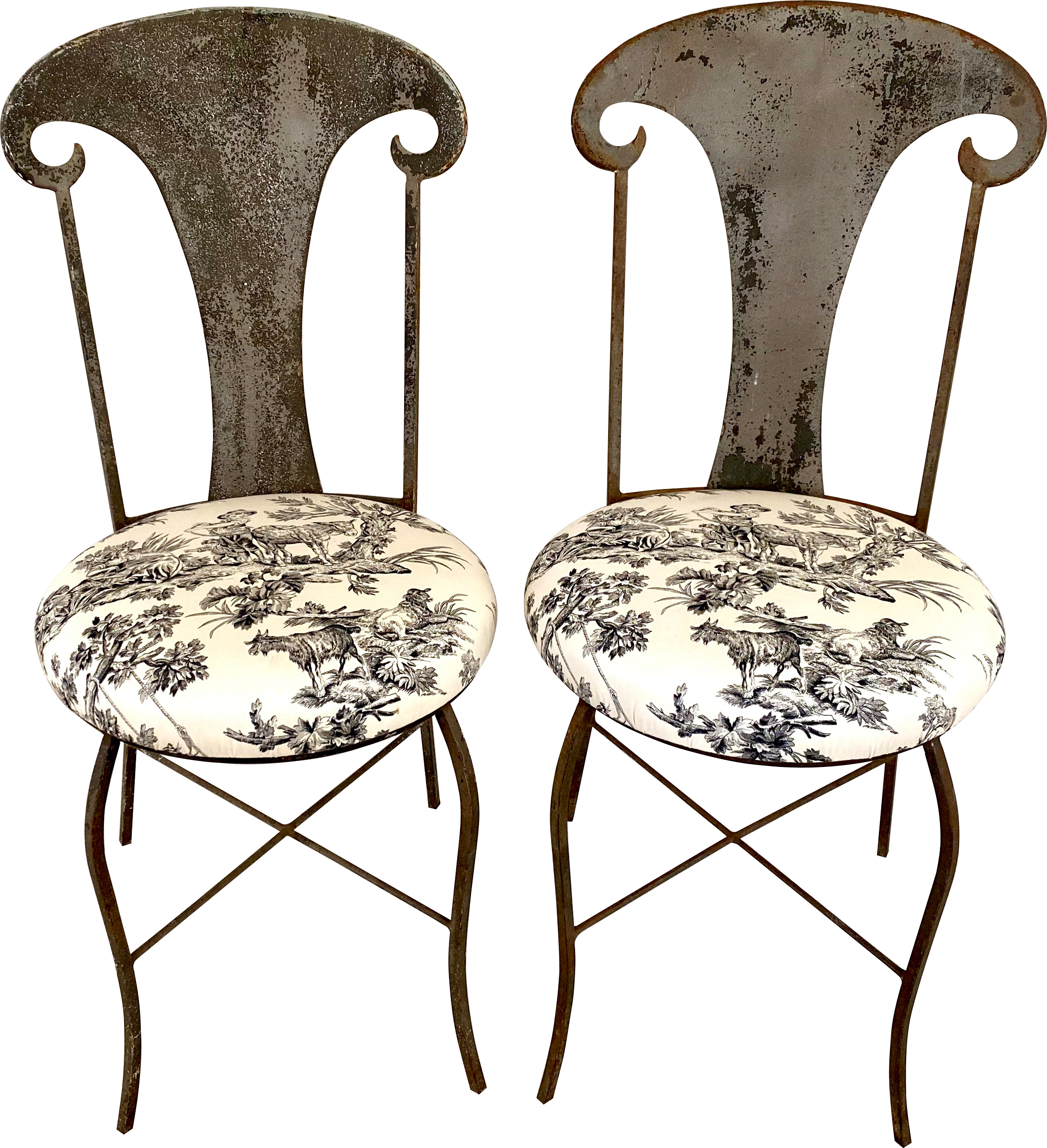 S/2 Vintage French Gray Garden Chairs~P77663829