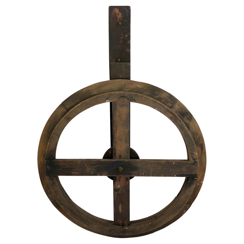 1870s Amish Wood Factory Pulley
