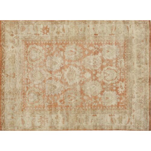 Antique Weave Oushak hand-knotted Rug, Rust/Ivory~P75957951