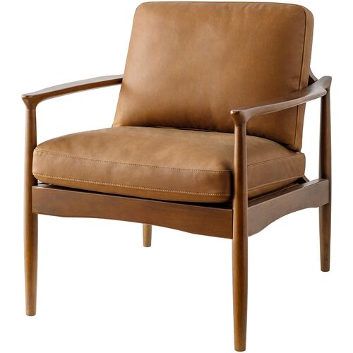 Yanna Accent Chair, Brown Leather