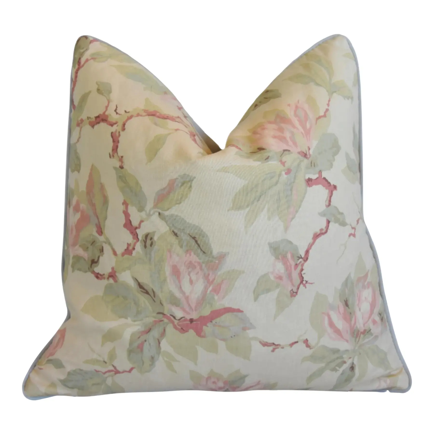 English Pink Blossom Magnolia Pillow~P77753574
