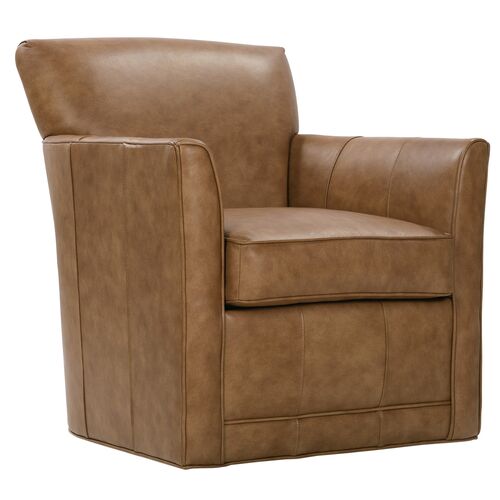 Scottie Square Leather Swivel Chair