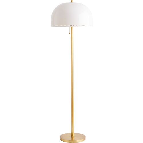 Theo Dome Floor Lamp, Brass/White~P77627276