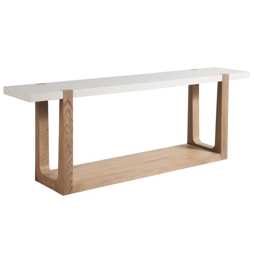 Rosa Console Table, Natural Oak/White Quartz