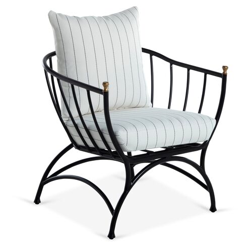 Frances Accent Chair, White/Black Pinstripe~P77566851