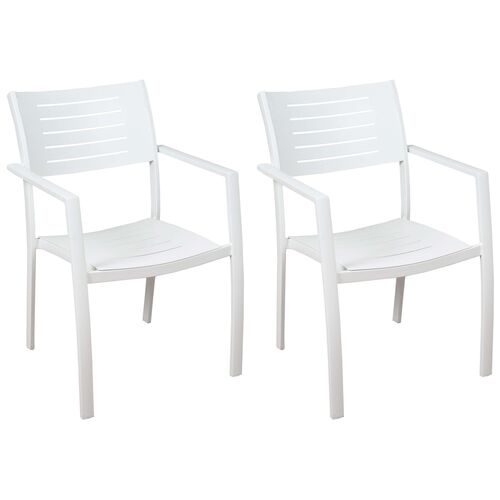S/4 Noordam Outdoor Aluminum Armchairs, White~P77431610