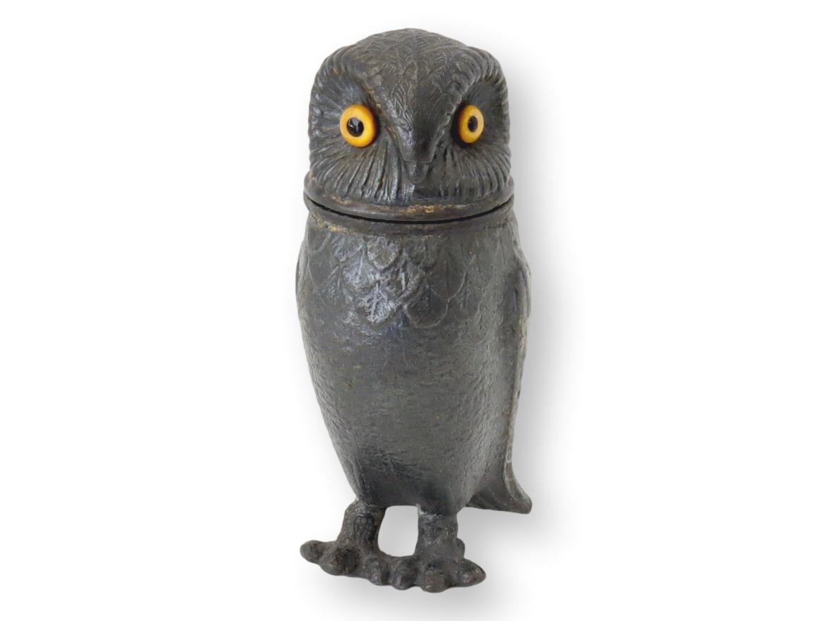 Antique English Pewter Owl Pepper Pot~P77679596