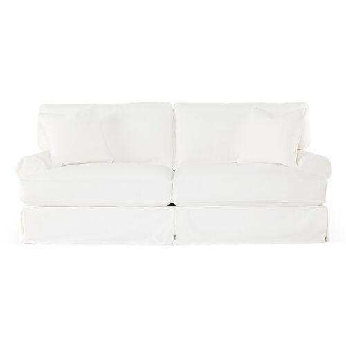 Comfy Slipcovered Sofa, Washable White Denim~P76111804