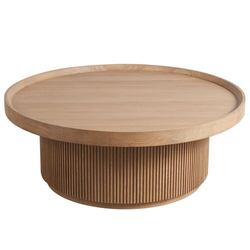 Romina Fluted Cocktail Table, Natural Oak