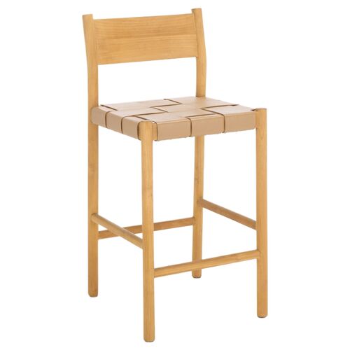 Ceylann Woven Leather Counter Stool