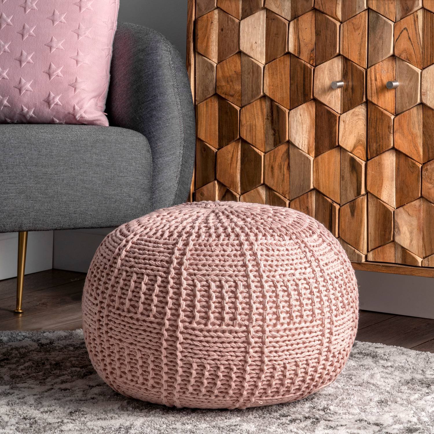 Basketweave Pouf