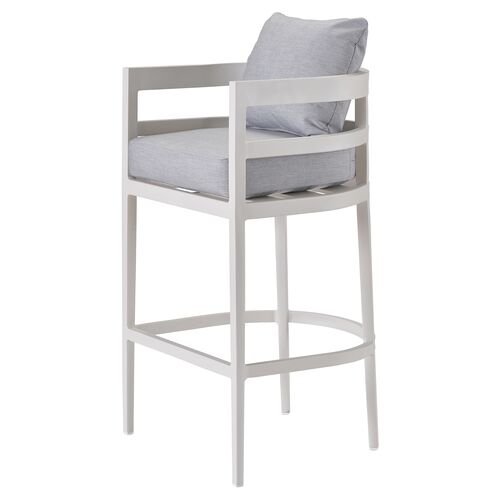 Coastal Living Keegan Outdoor Bar Chair, White/Gray