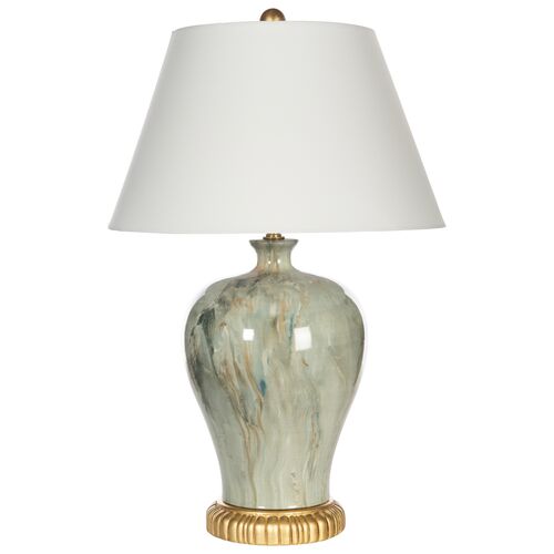 Palisade Marble Table Lamp, Green Faux Marble