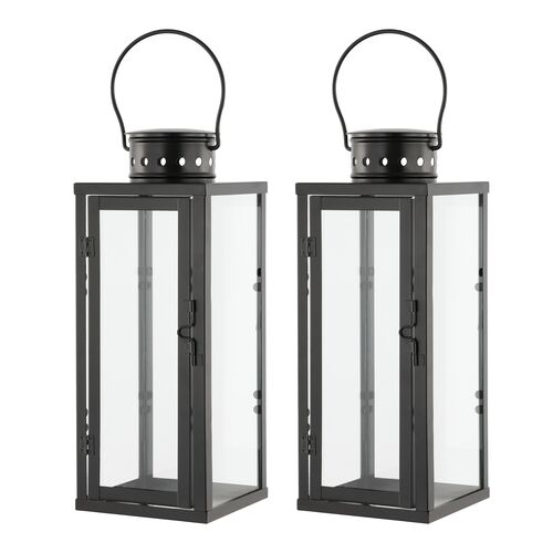 S/2 Nella Outdoor Lanterns, Black