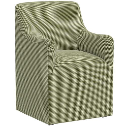 Tess Dining Armchair w/ Casters, Houndstooth Avocado