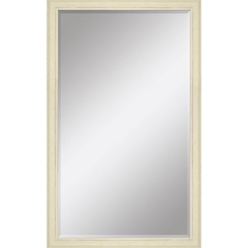 Distressed Ivory Wood Beveled Mirror Distressed Ivory Wood Beveled Mirror