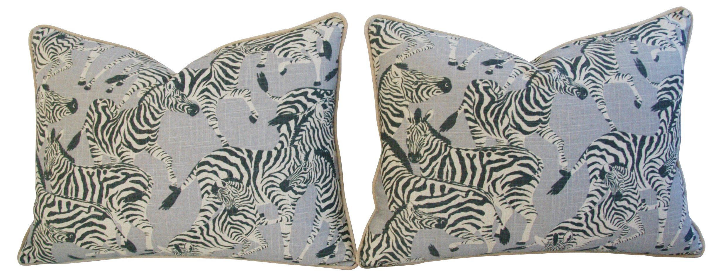 Safari Zebra Linen/Velvet Pillows, Pair~P77260524