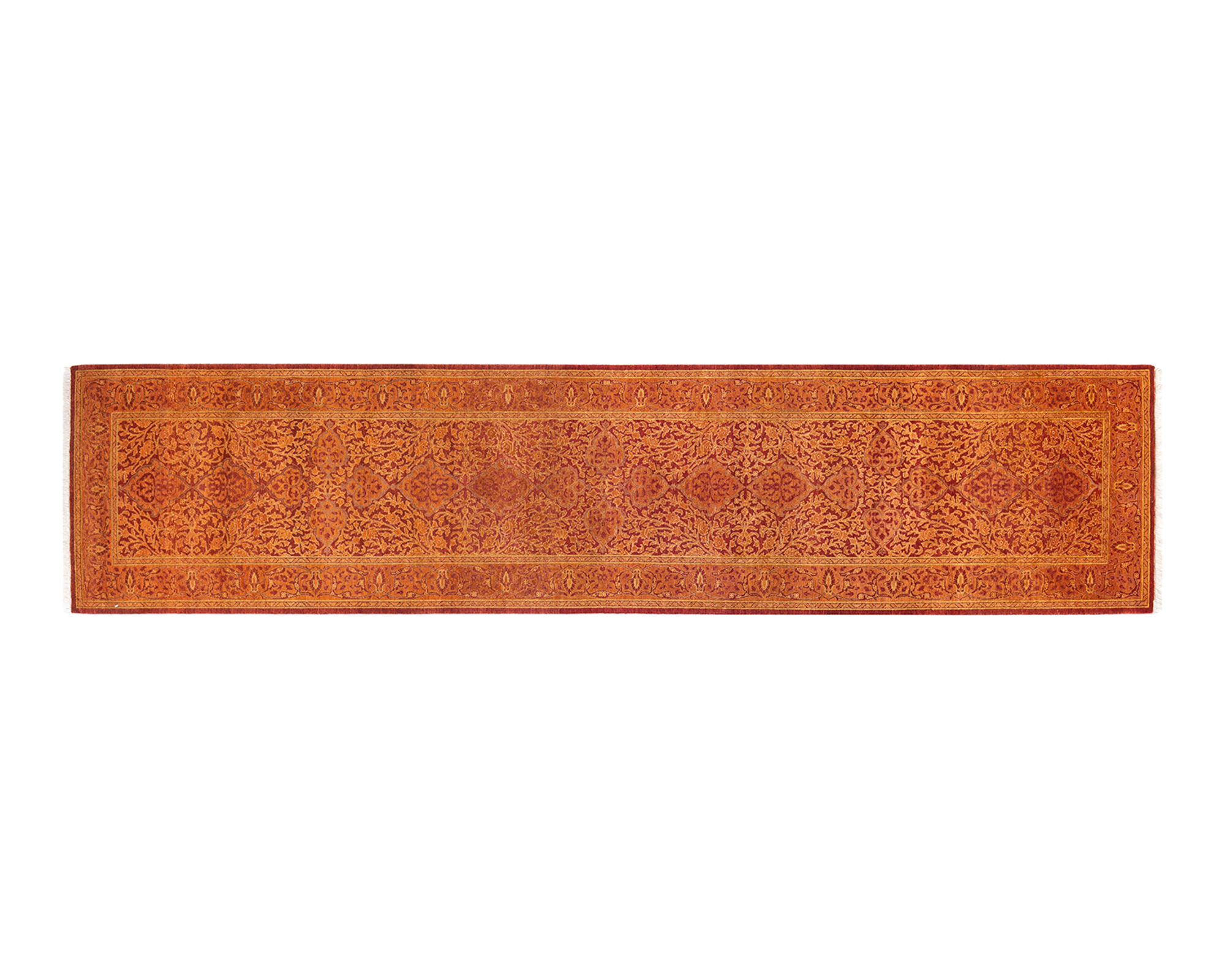 One-of-a-Kind Hand-Knotted Orange Runner, 2'8" x 11'9"